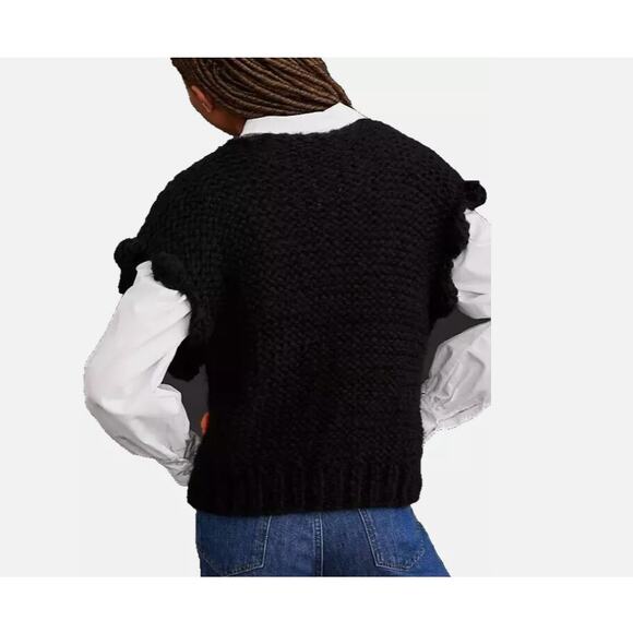 Anthropologie Maeve Bauble Sweater Vest Chunky Knit Black One Size - Picture 2 of 8
